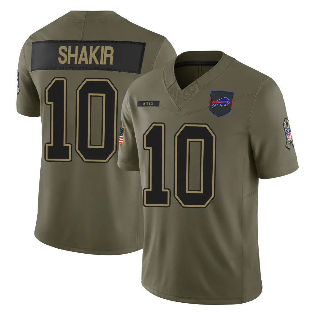 Elroe B.Bills #10 Khalil Shakir Player Olive Salute to Service Limited Home Game Stitched Jerseys