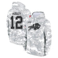 Elroe B.Bills #12 Jim Kelly Player Arctic Camo Salute to Service Hoodies Limited Stitched Jerseys