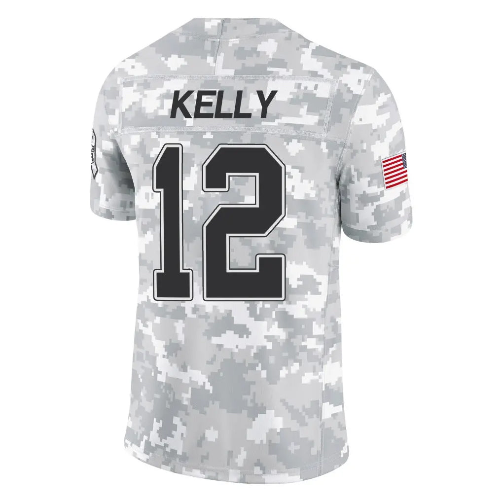 Elroe B.Bills #12 Jim Kelly Player Arctic Camo Salute to Service Limited Stitched Jerseys