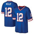 Elroe B.Bills #12 Jim Kelly Player Blue Replica Throwback Limited Stitched Jerseys