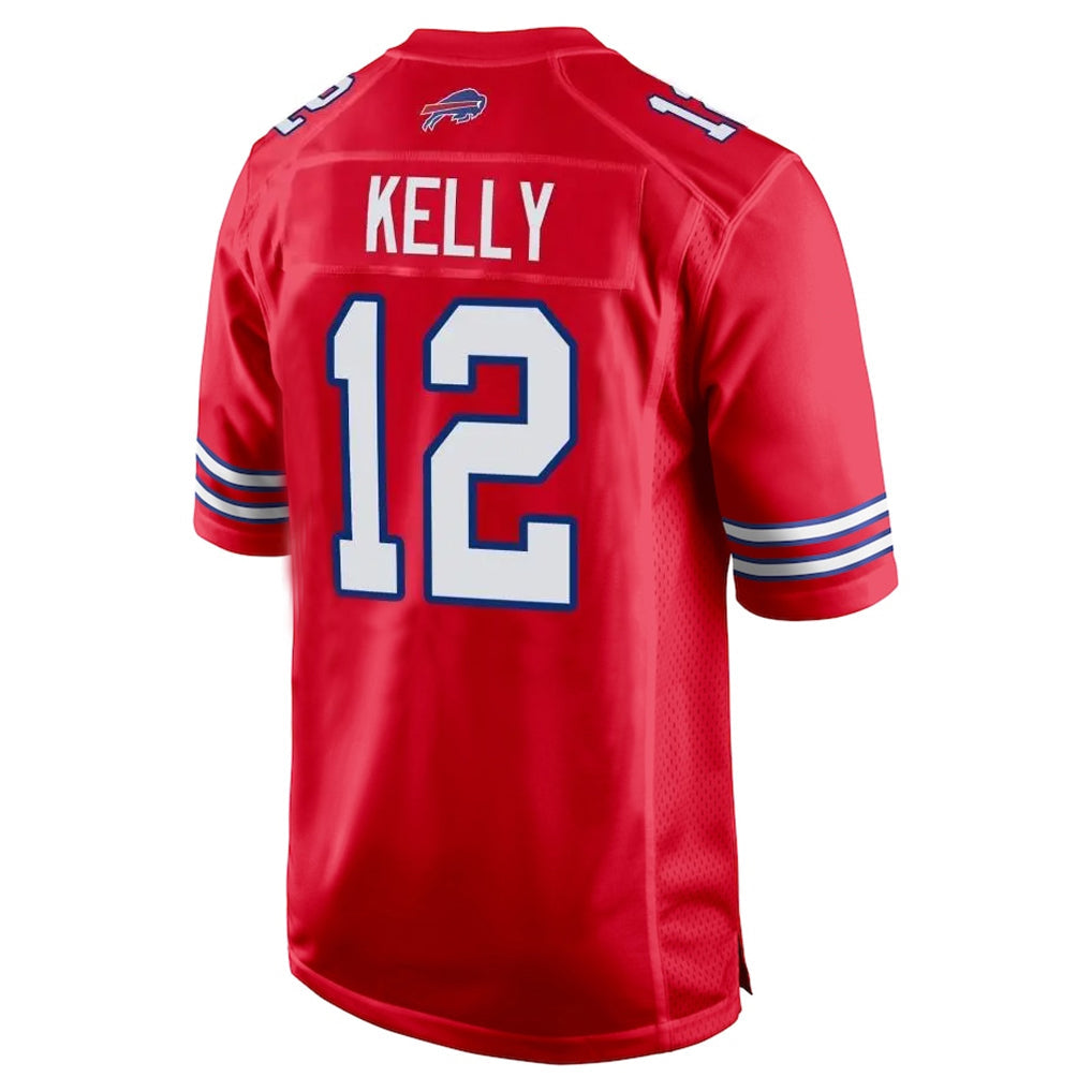 Elroe B.Bills #12 Jim Kelly Player Red Home Game Stitched Jerseys