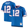 Elroe B.Bills #12 Jim Kelly Player Royal Mitchell & Ness Big & Tall 1990 Retired Replica Limited Stitched Jerseys