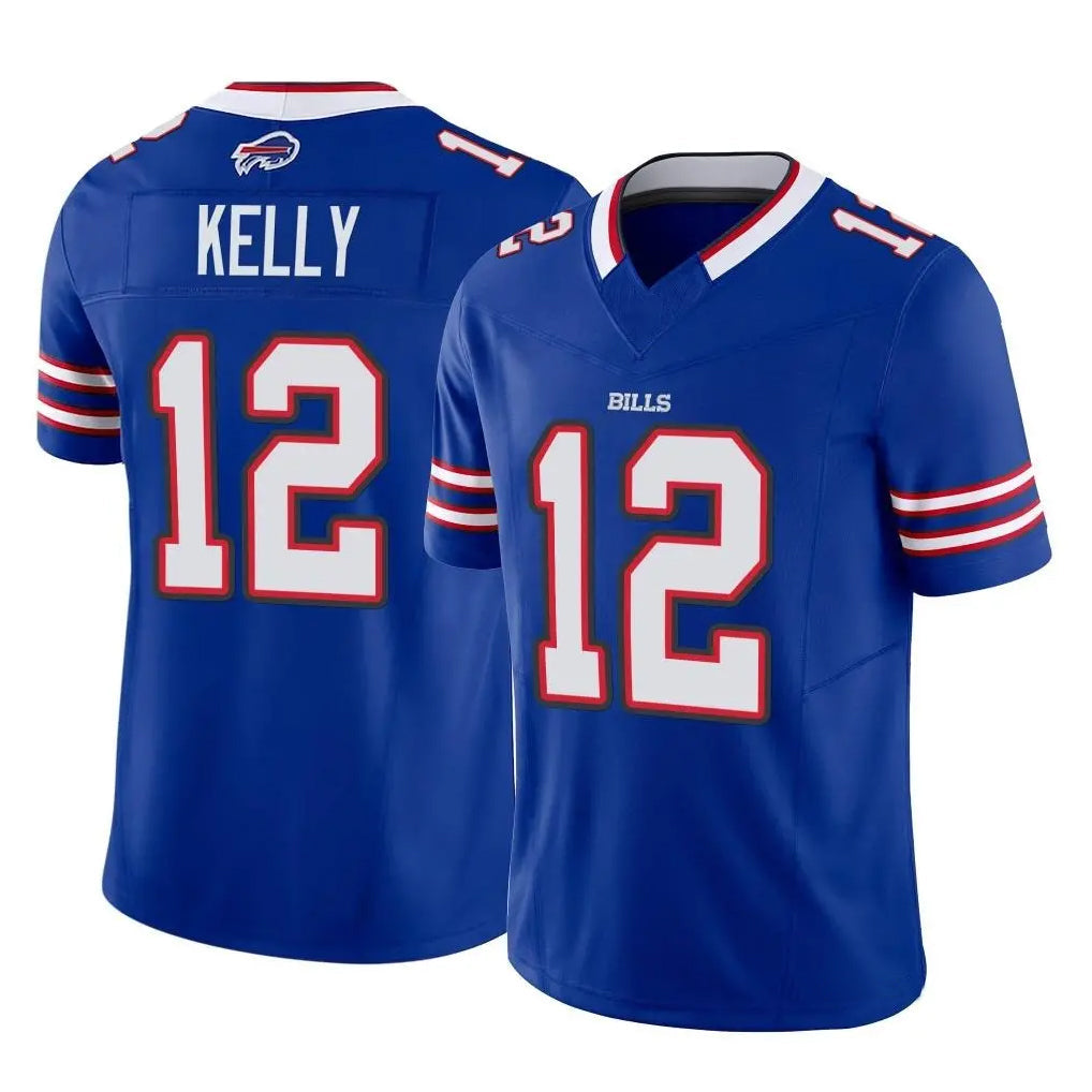 Elroe B.Bills #12 Jim Kelly Player Royal Vapor F.U.S.E. Limited Home Game Stitched Jerseys