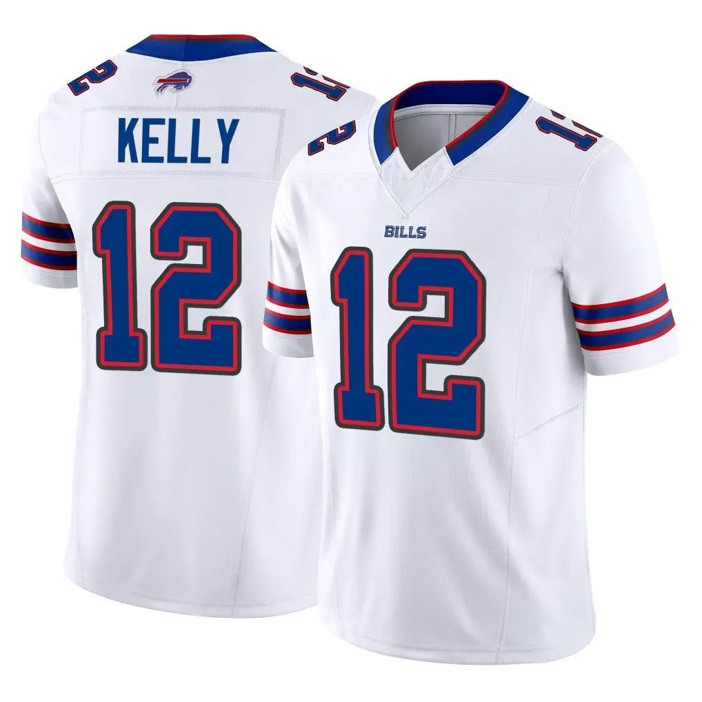 Elroe B.Bills #12 Jim Kelly Player White Vapor F.U.S.E. Limited Stitched Jerseys