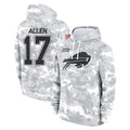 Elroe B.Bills #17 Josh Allen Player Arctic Camo Salute to Service Hoodies Limited Stitched Jerseys
