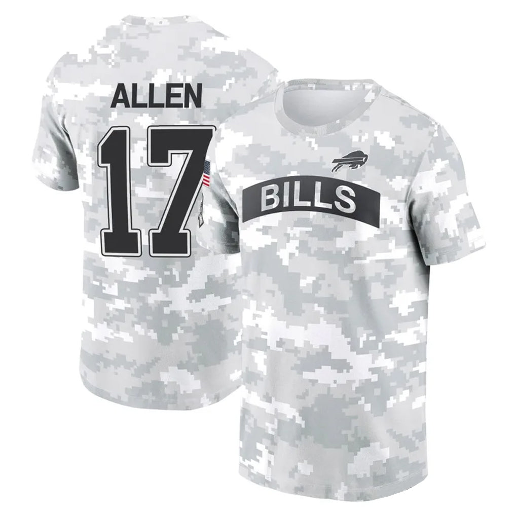 Elroe B.Bills #17 Josh Allen Player Arctic Camo Salute to Service T-Shirt Hoodies Stitched Jerseys