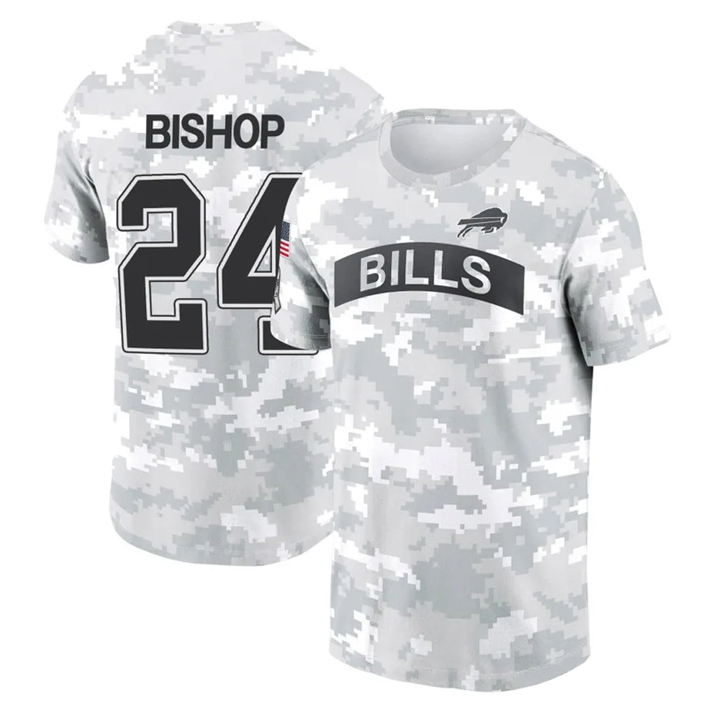 Elroe B.Bills #24 Cole Bishop Player Arctic Camo Salute to Service T-Shirt Hoodies Stitched Jerseys