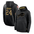 Elroe B.Bills #24 Cole Bishop Player Black Salute to Service Hoodies Hame Stitched Jerseys
