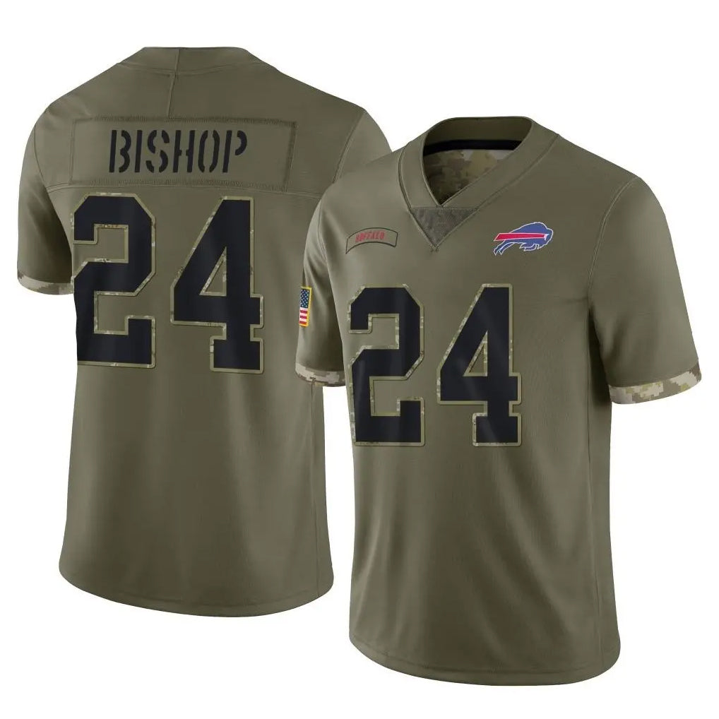 Elroe B.Bills #24 Cole Bishop Player Olive Salute To Service Game Stitched Jerseys