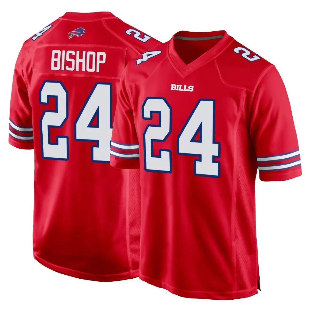 Elroe B.Bills #24 Cole Bishop Player Red Home Game Stitched Jerseys