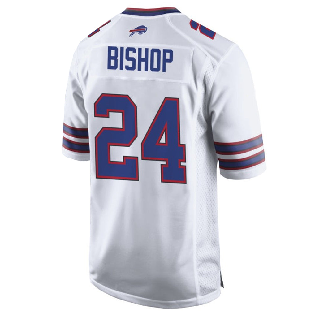 Elroe B.Bills #24 Cole Bishop Player White Home Game Stitched Jerseys