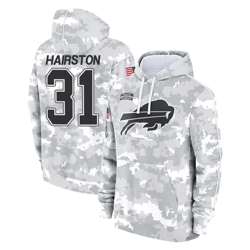 Elroe B.Bills #31 Maxwell Hairston Player Arctic Camo Salute to Service Hoodies Limited Stitched Jerseys