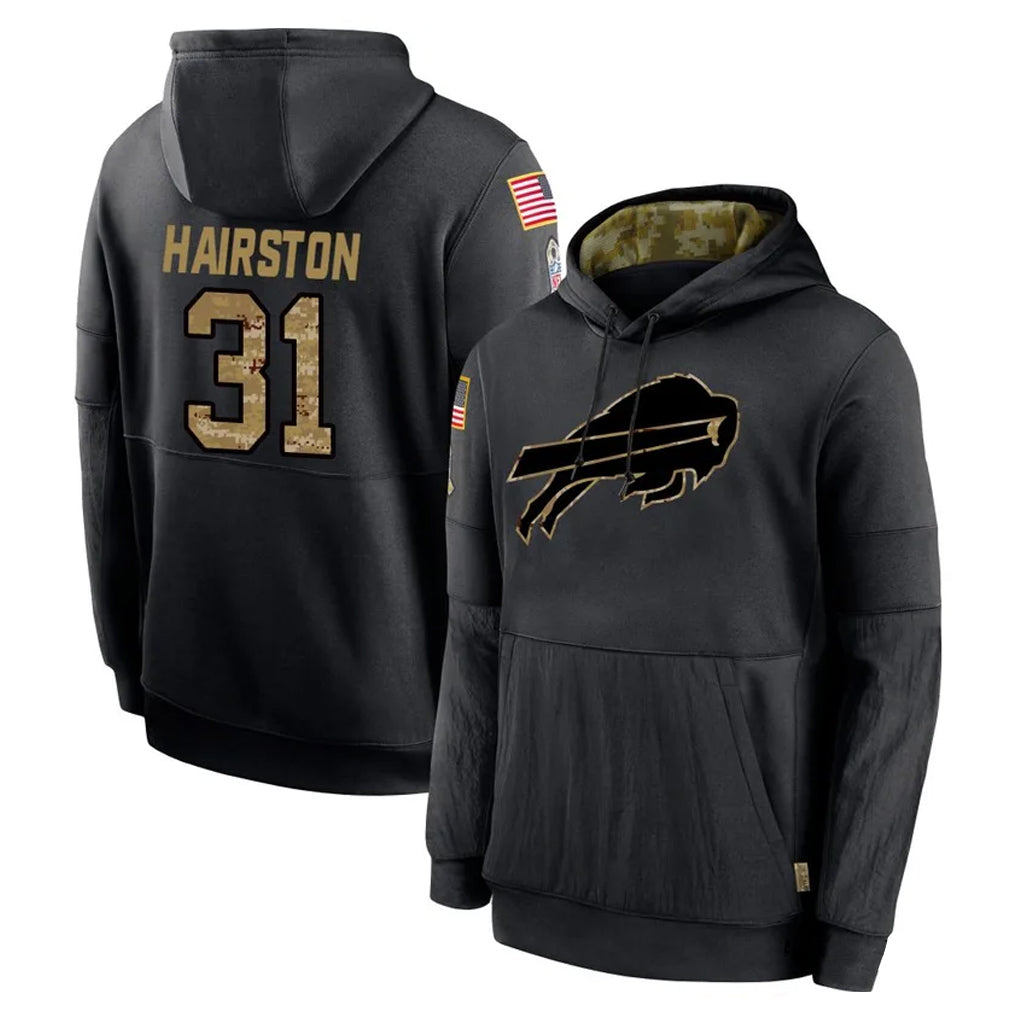 Elroe B.Bills #31 Maxwell Hairston Player Black Salute to Service Hoodies Hame Stitched Jerseys