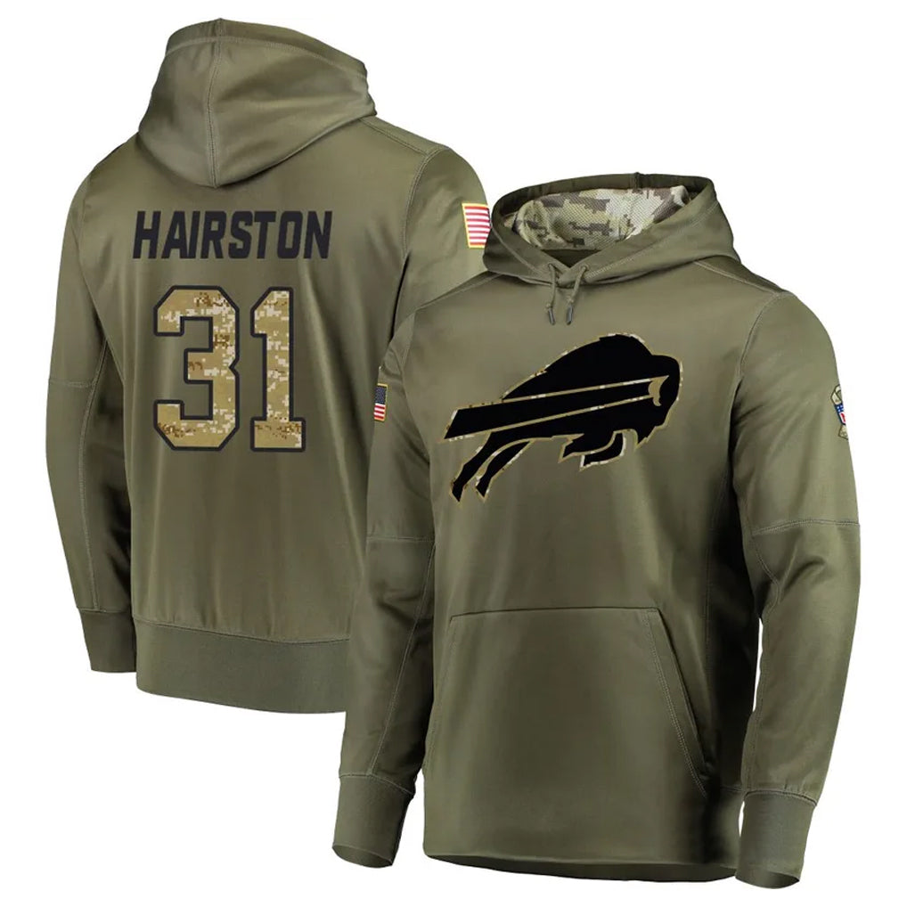 Elroe B.Bills #31 Maxwell Hairston Player Olive Salute to Service Hoodies Game Stitched Jerseys
