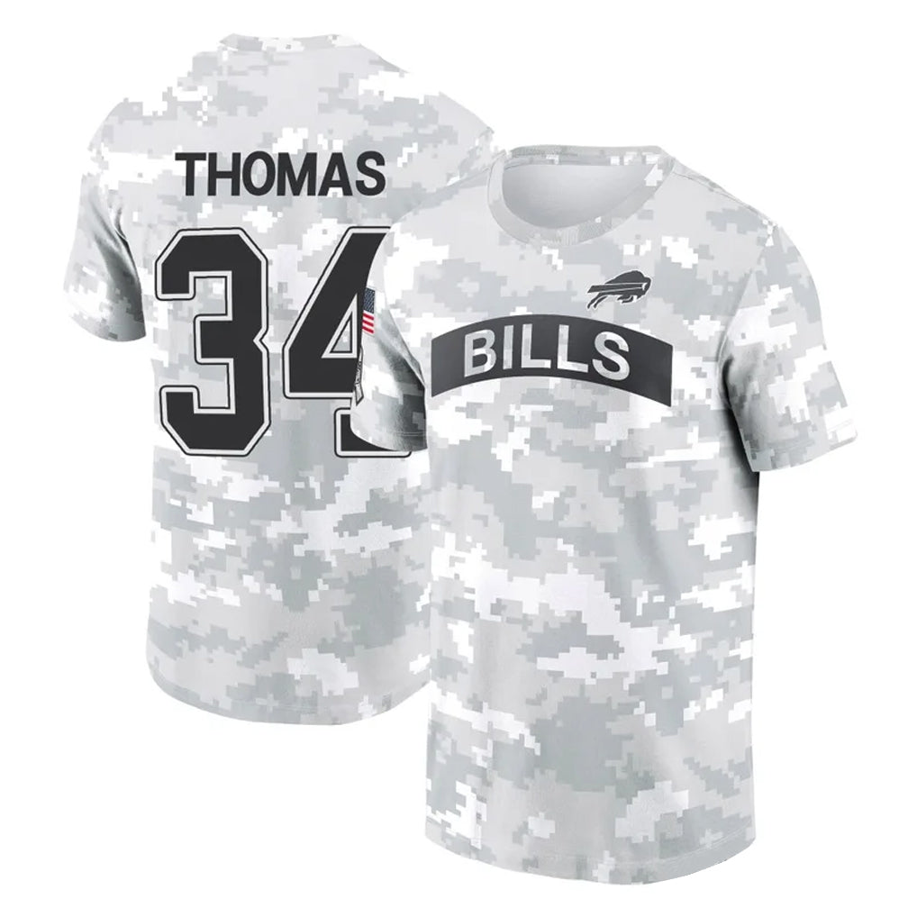 Elroe B.Bills #34 Thurman Thomas Player Arctic Camo Salute to Service T-Shirt Hoodies Stitched Jerseys