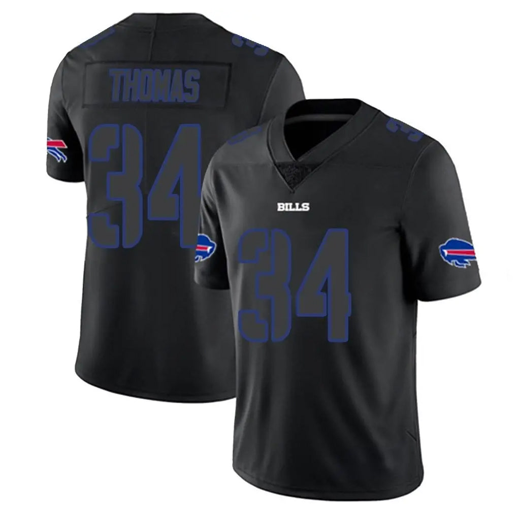 Elroe B.Bills #34 Thurman Thomas Player Black Impact Limited Home Game Stitched Jerseys