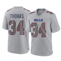 Elroe B.Bills #34 Thurman Thomas Player Gray Fashion Home Game Stitched Jerseys