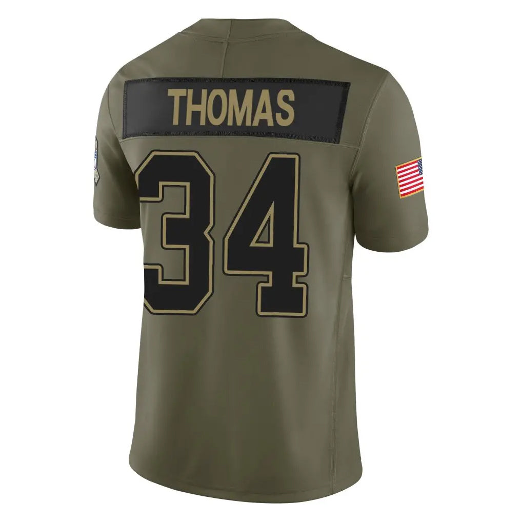 Elroe B.Bills #34 Thurman Thomas Player Olive Salute To Service Limited Game Stitched Jerseys