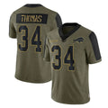 Elroe B.Bills #34 Thurman Thomas Player Olive Salute To Service Limited Stitched Jerseys