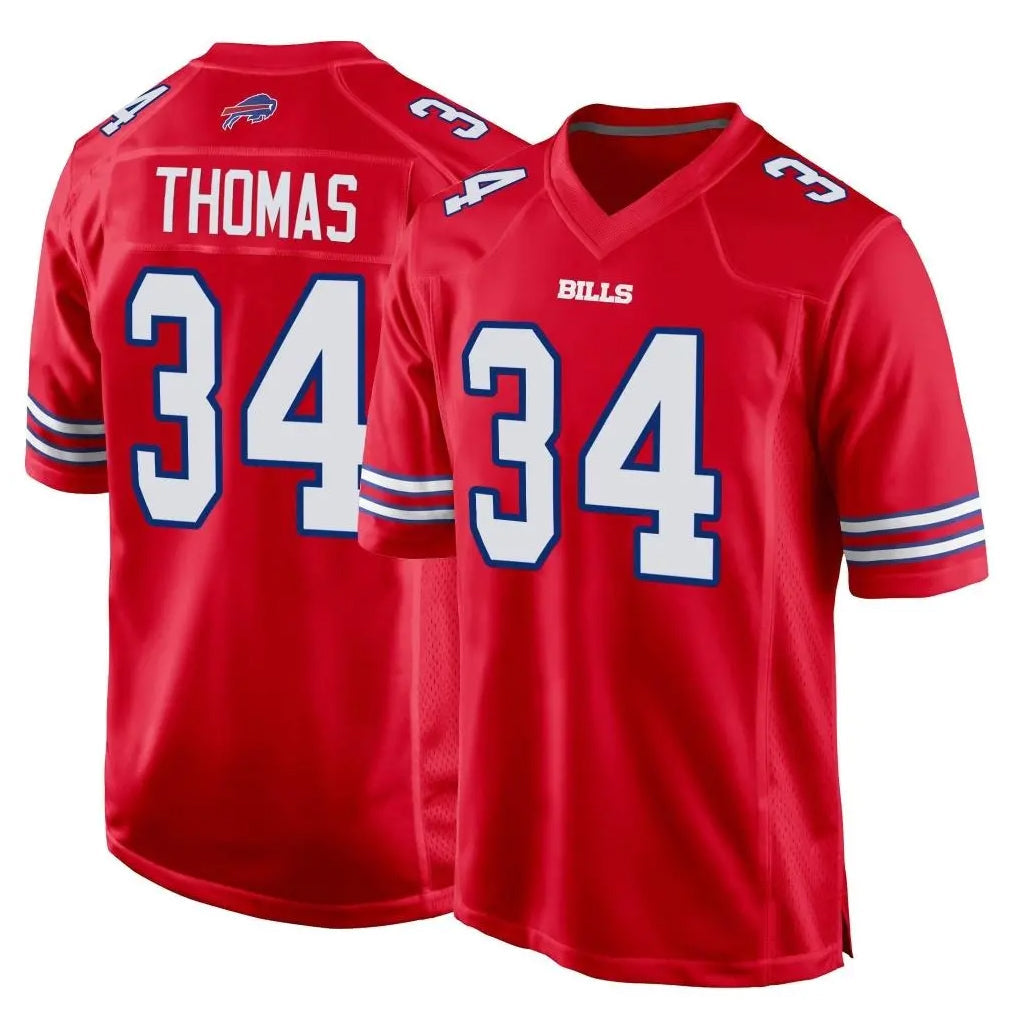 Elroe B.Bills #34 Thurman Thomas Player Red Home Game Stitched Jerseys