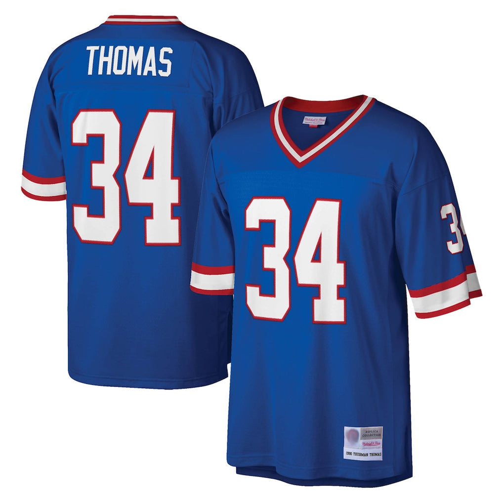 Elroe B.Bills #34 Thurman Thomas Player Royal Mitchell & Ness Legacy Replica Stitched Jerseys