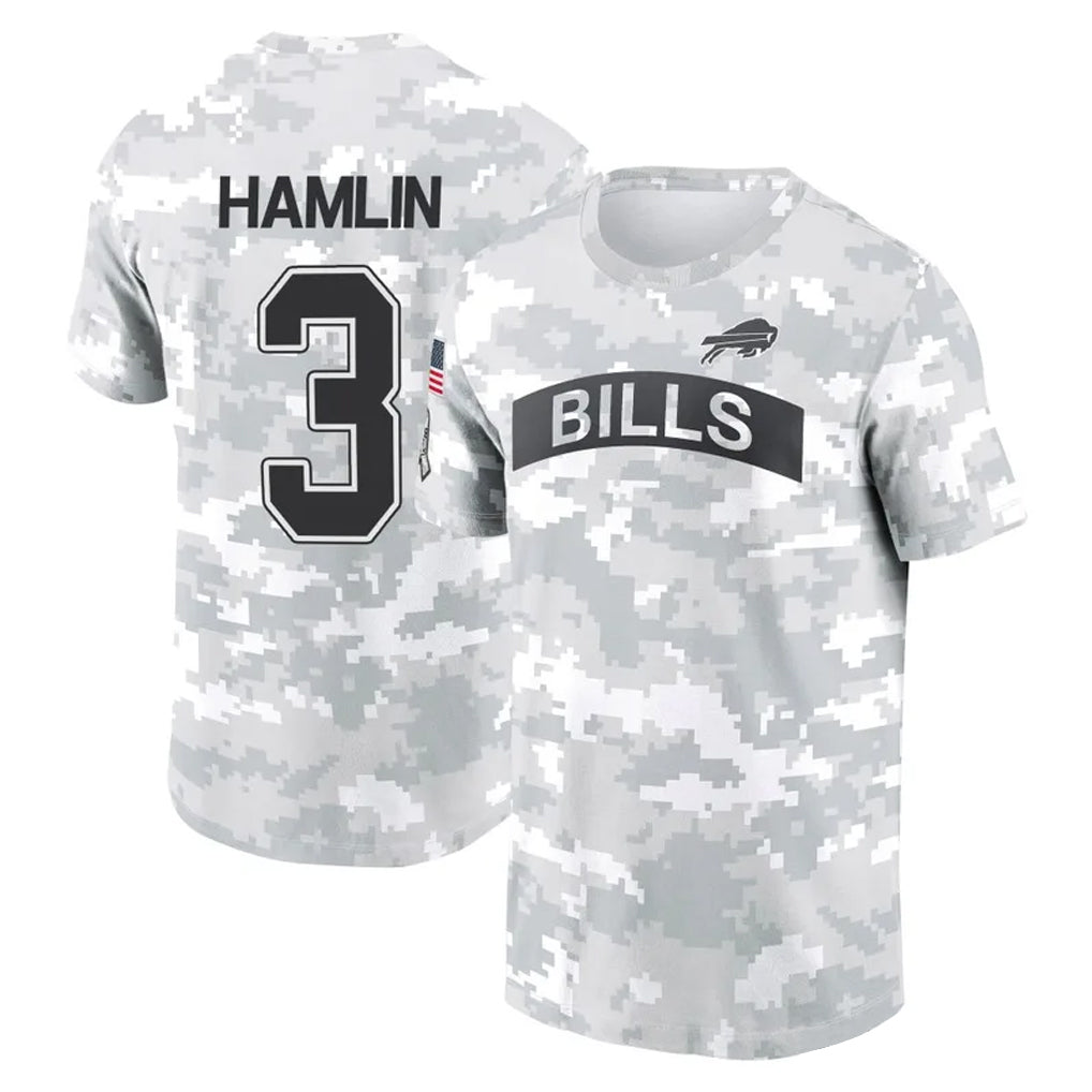 Elroe B.Bills #3 Damar Hamlin Player Arctic Camo Salute to Service T-Shirt Hoodies Stitched Jerseys
