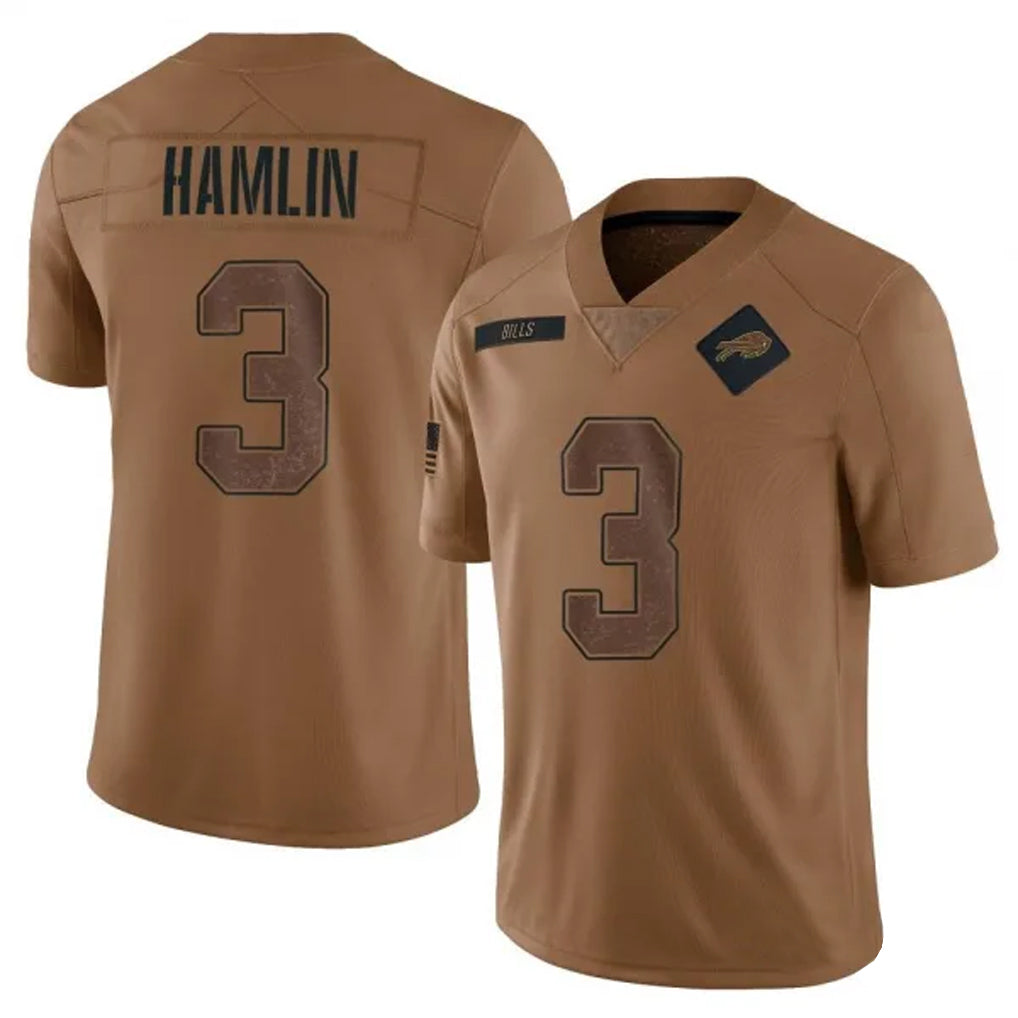 Elroe B.Bills #3 Damar Hamlin Player Brown Salute To Service Limited Stitched Jerseys