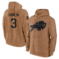 Elroe B.Bills #3 Damar Hamlin Player Brown Salute to Service Hoodies Stitched Jerseys