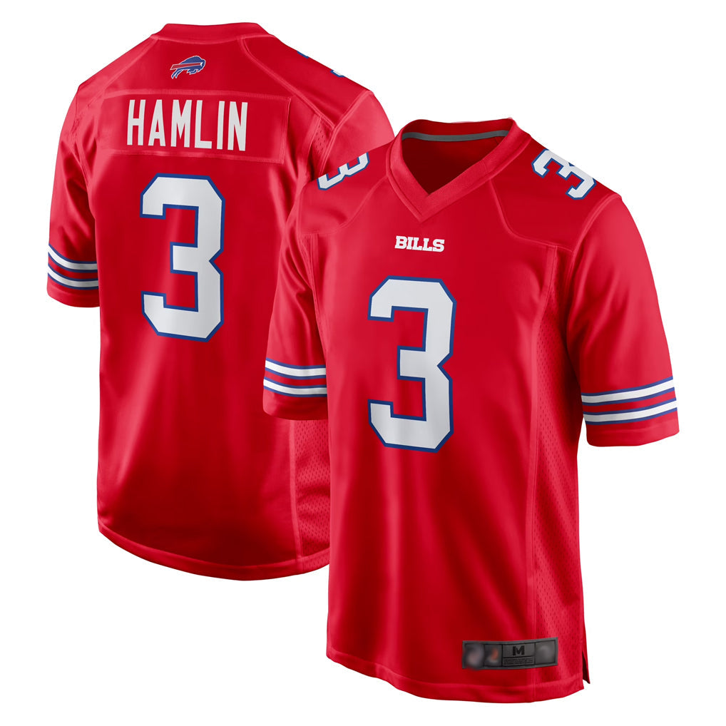 Elroe B.Bills #3 Damar Hamlin Player Red Home Game Stitched Jerseys