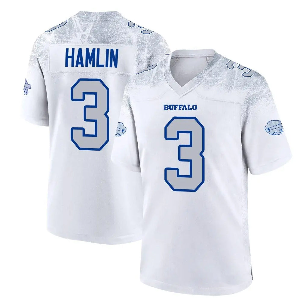 Elroe B.Bills #3 Damar Hamlin Player White Rivalries Collection Home Game Stitched Jerseys