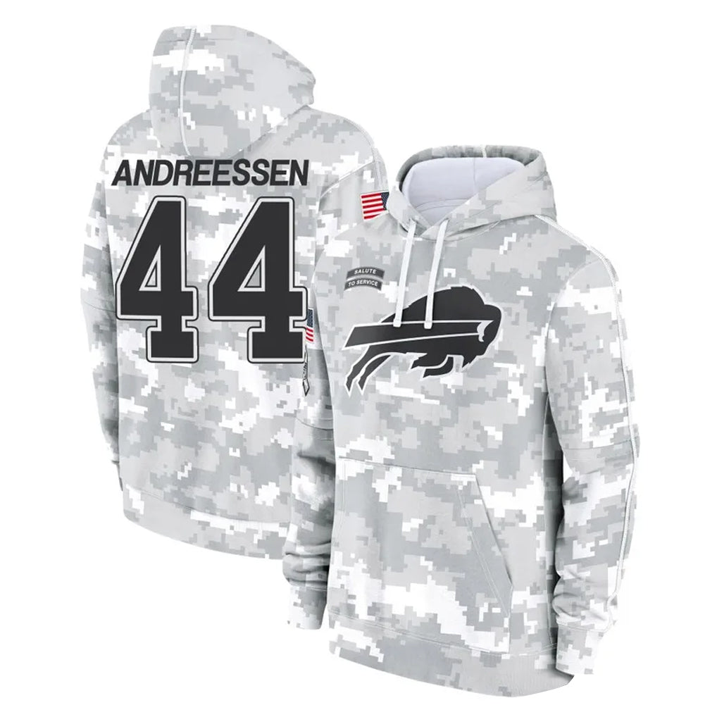 Elroe B.Bills #44 Joe Andreessen Player Arctic Camo Salute to Service Hoodies Limited Stitched Jerseys