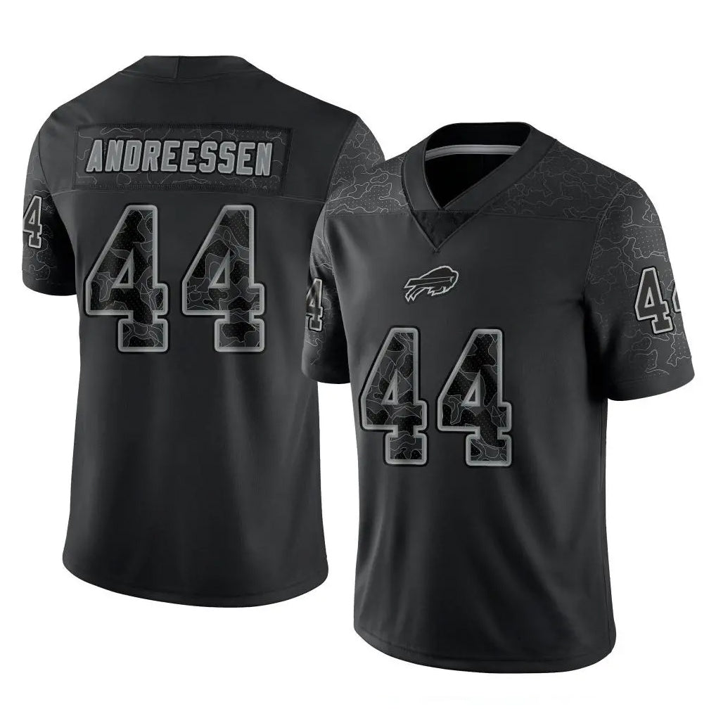 Elroe B.Bills #44 Joe Andreessen Player Black RFLCTV Limited Stitched Jerseys