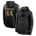 Elroe B.Bills #44 Joe Andreessen Player Black Salute to Service Hoodies Hame Stitched Jerseys