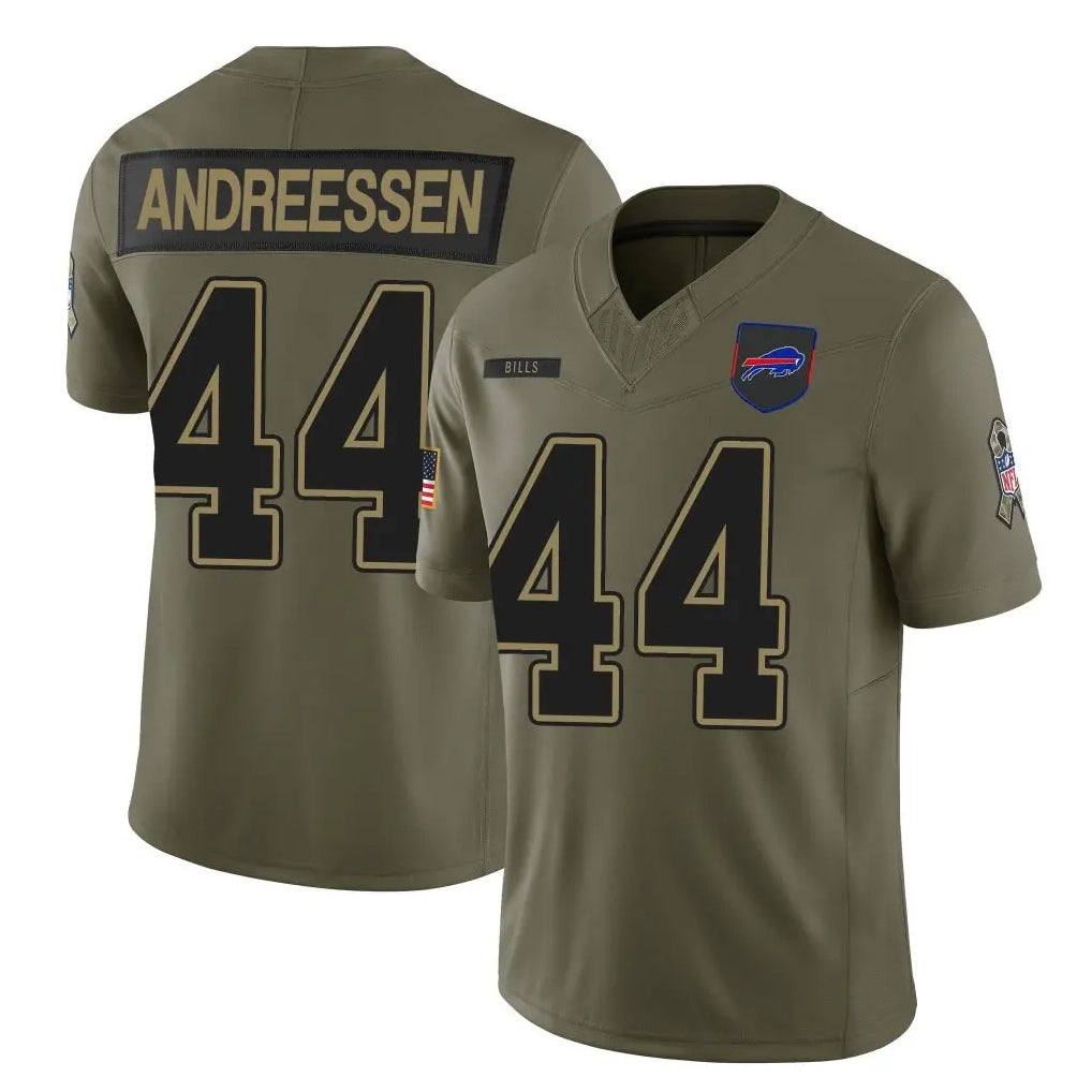 Elroe B.Bills #44 Joe Andreessen Player Olive Salute to Service Vapor F.U.S.E. Limited Stitched Jerseys