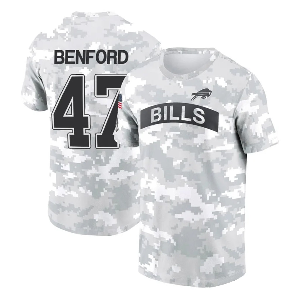 Elroe B.Bills #47 Christian Benford Player Arctic Camo Salute to Service T-Shirt Hoodies Stitched Jerseys