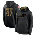 Elroe B.Bills #47 Christian Benford Player Black Salute to Service Hoodies Hame Stitched Jerseys