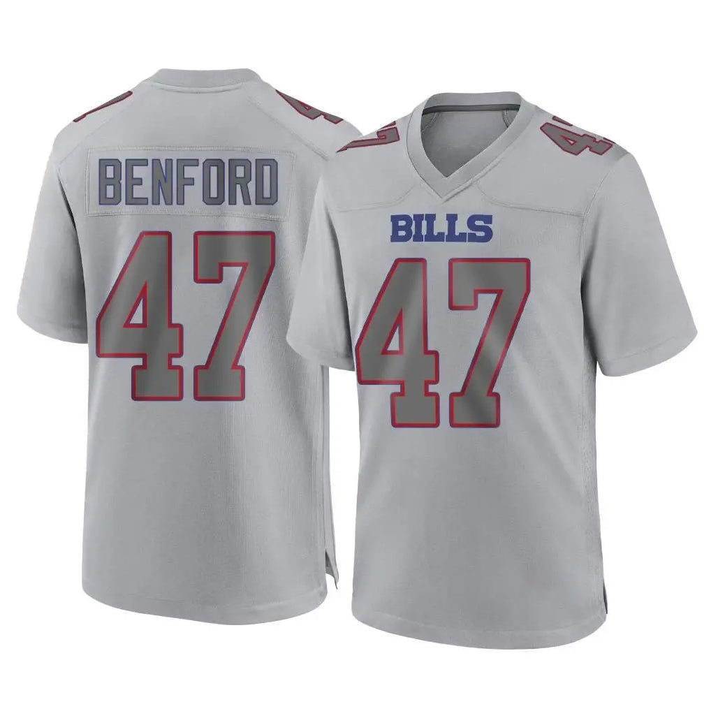 Elroe B.Bills #47 Christian Benford Player Gray Fashion Home Game Stitched Jerseys