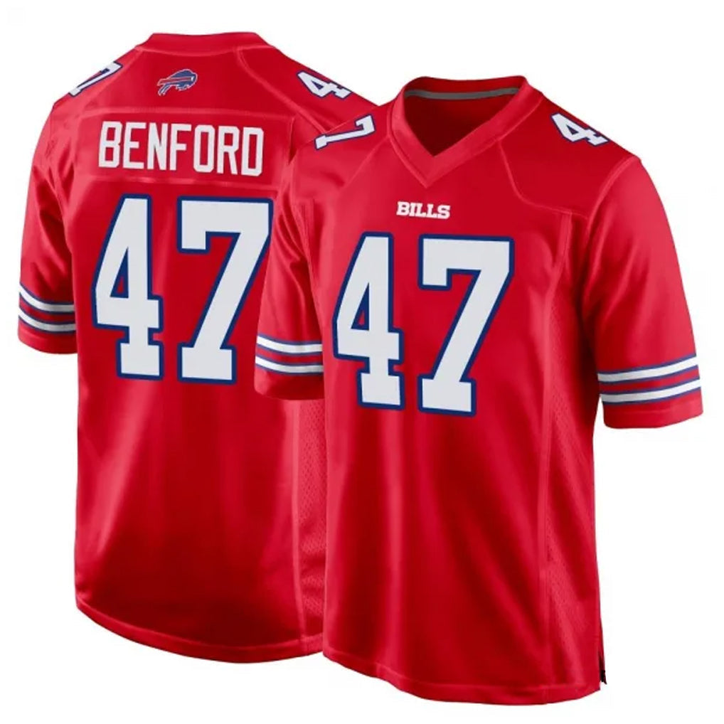 Elroe B.Bills #47 Christian Benford Player Red Home Game Stitched Jerseys