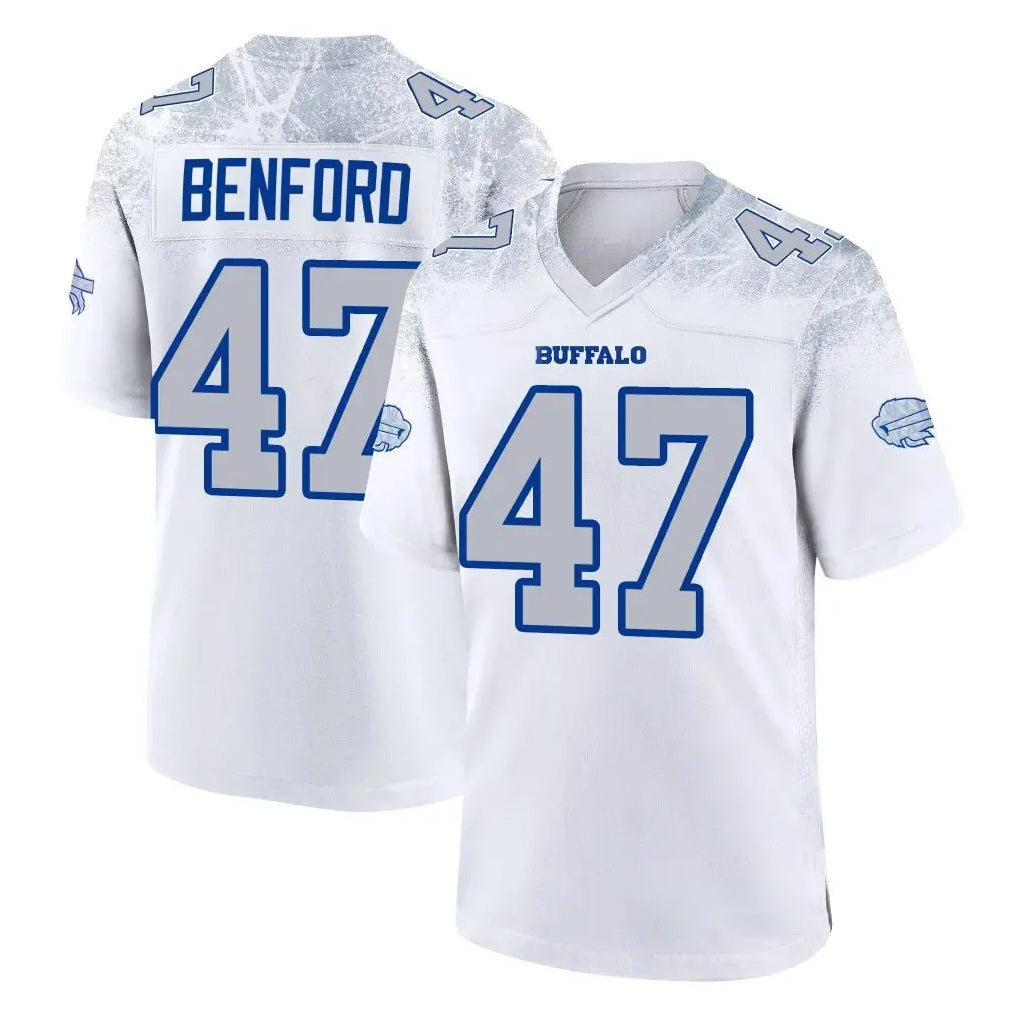 Elroe B.Bills #47 Christian Benford Player White Rivalries Collection Limited Stitched Jerseys