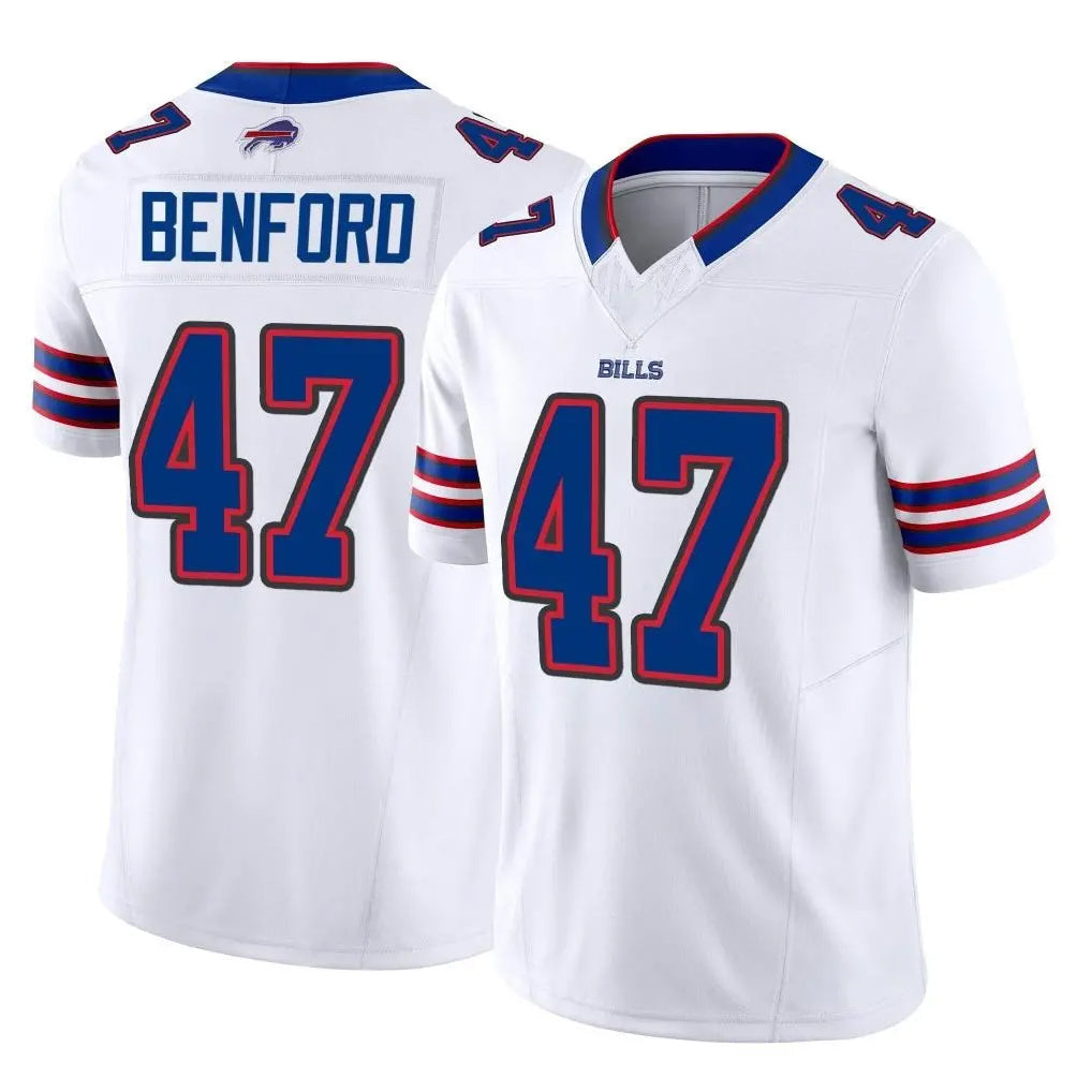 Elroe B.Bills #47 Christian Benford Player White Vapor F.U.S.E. Limited Home Game Stitched Jerseys