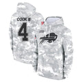 Elroe B.Bills #4 James Cook III Player Arctic Camo Salute to Service Hoodies Game Stitched Jerseys
