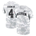 Elroe B.Bills #4 James Cook III Player Arctic Camo Salute to Service T-Shirt Hoodies Stitched Jerseys