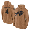 Elroe B.Bills #4 James Cook III Player Brown Salute to Service Hoodies Stitched Jerseys