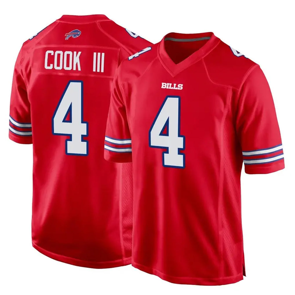 Elroe B.Bills #4 James Cook III Player Red Home Game Stitched Jerseys