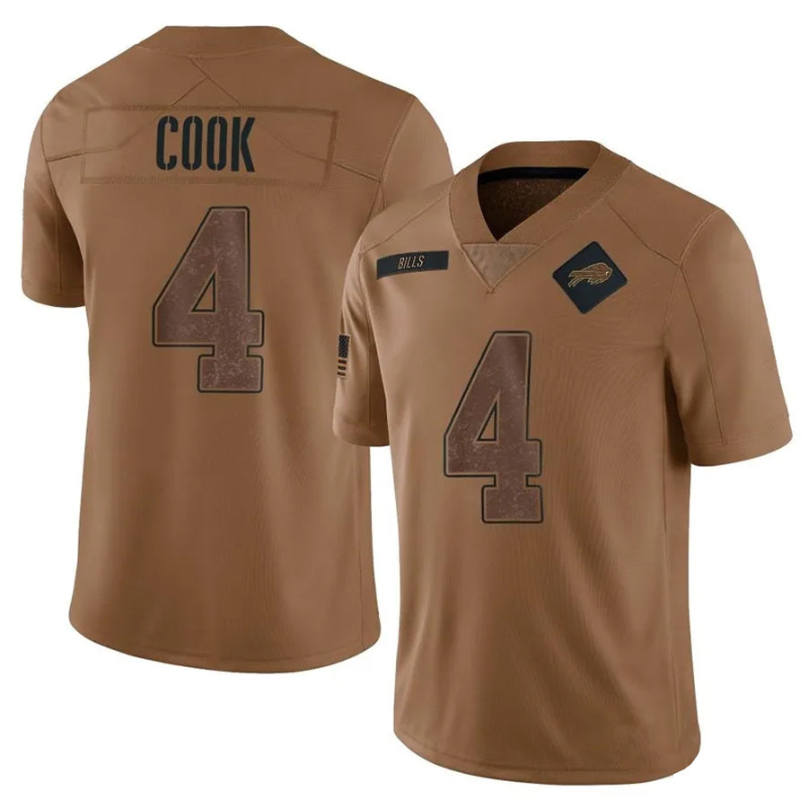 Elroe B.Bills #4 James Cook Player Brown Salute To Service Limited Stitched Jerseys