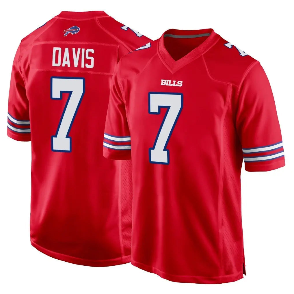 Elroe B.Bills #7 Ray Davis Player Red Home Game Stitched Jerseys