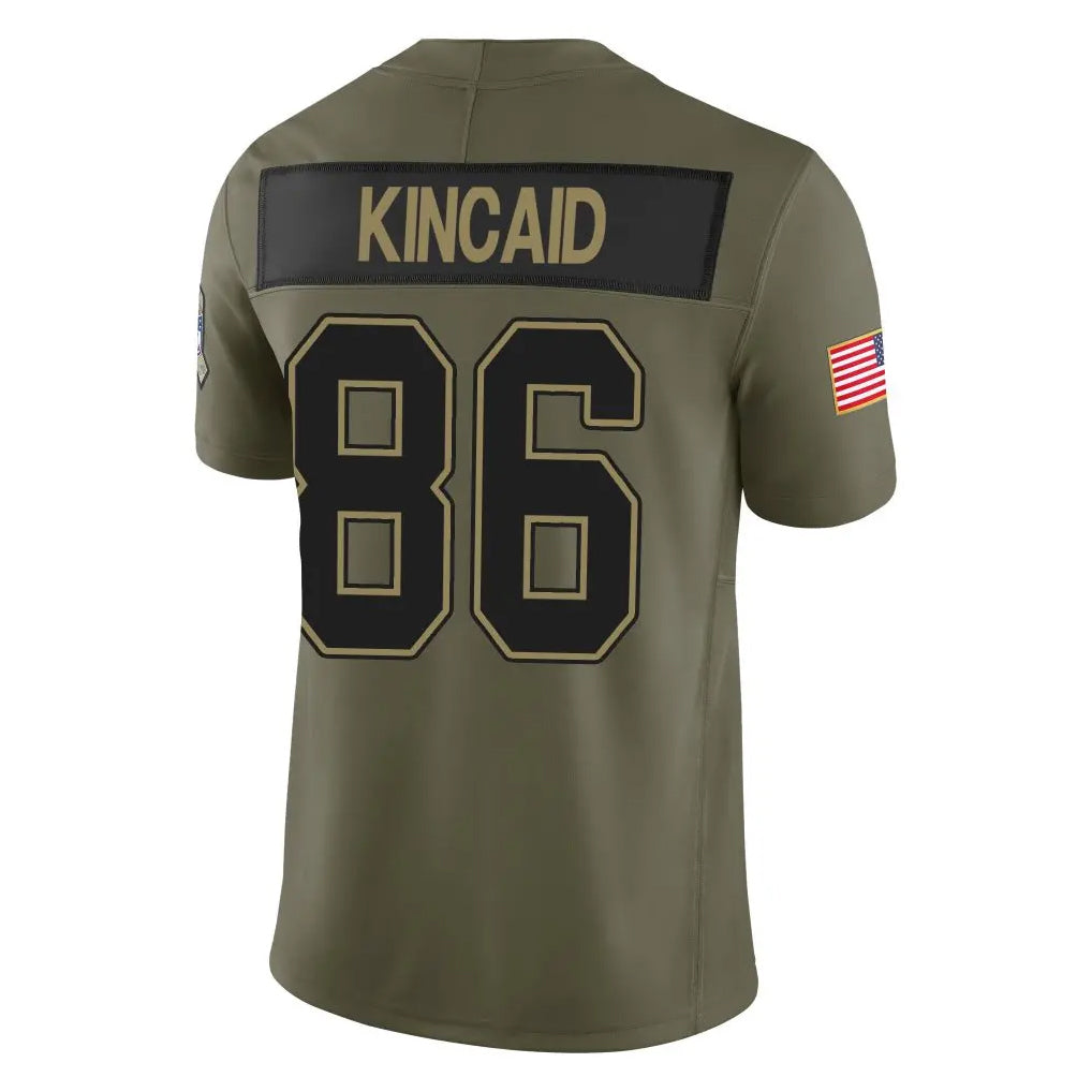 Elroe B.Bills #86 Dalton Kincaid Player Olive Salute to Service Limited Home Game Stitched Jerseys