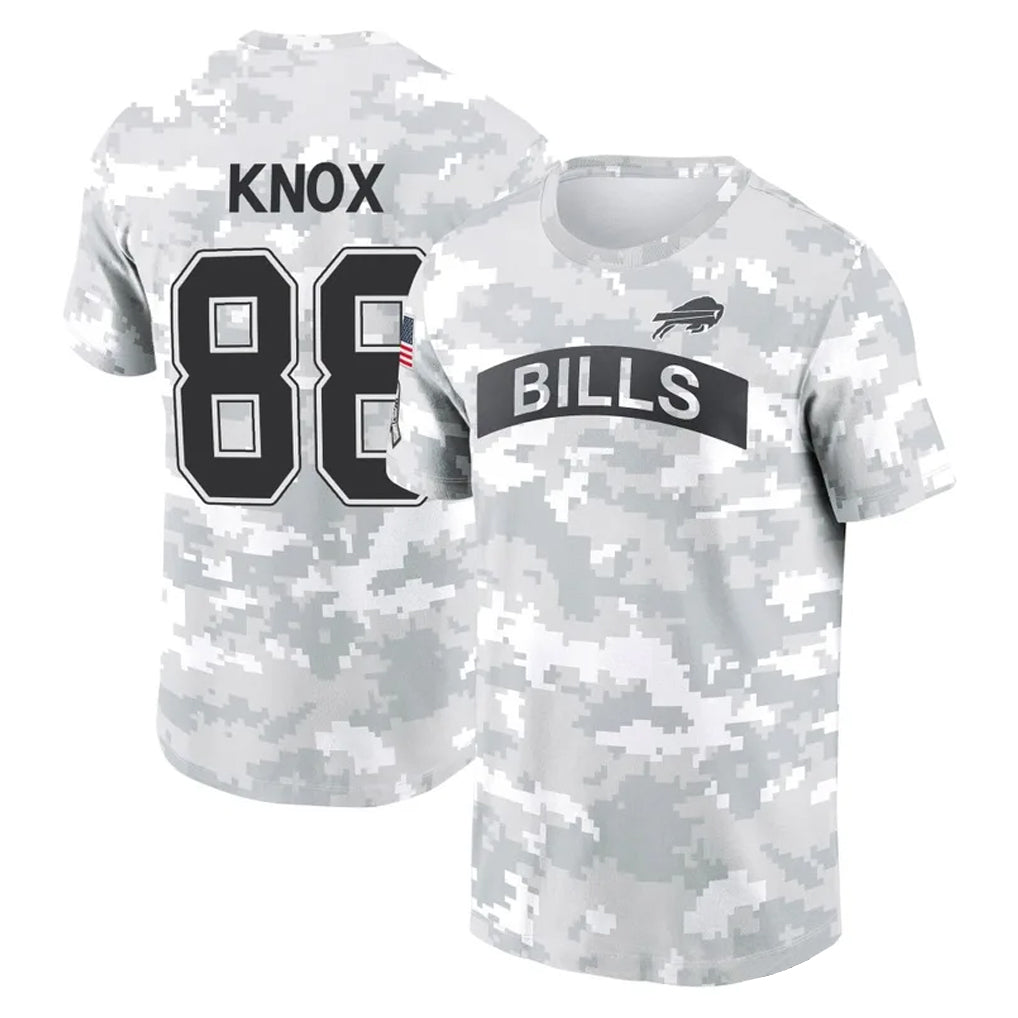 Elroe B.Bills #88 Dawson Knox Player Arctic Camo Salute to Service T-Shirt Hoodies Stitched Jerseys