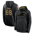 Elroe B.Bills #88 Dawson Knox Player Black Salute to Service Hoodies Hame Stitched Jerseys