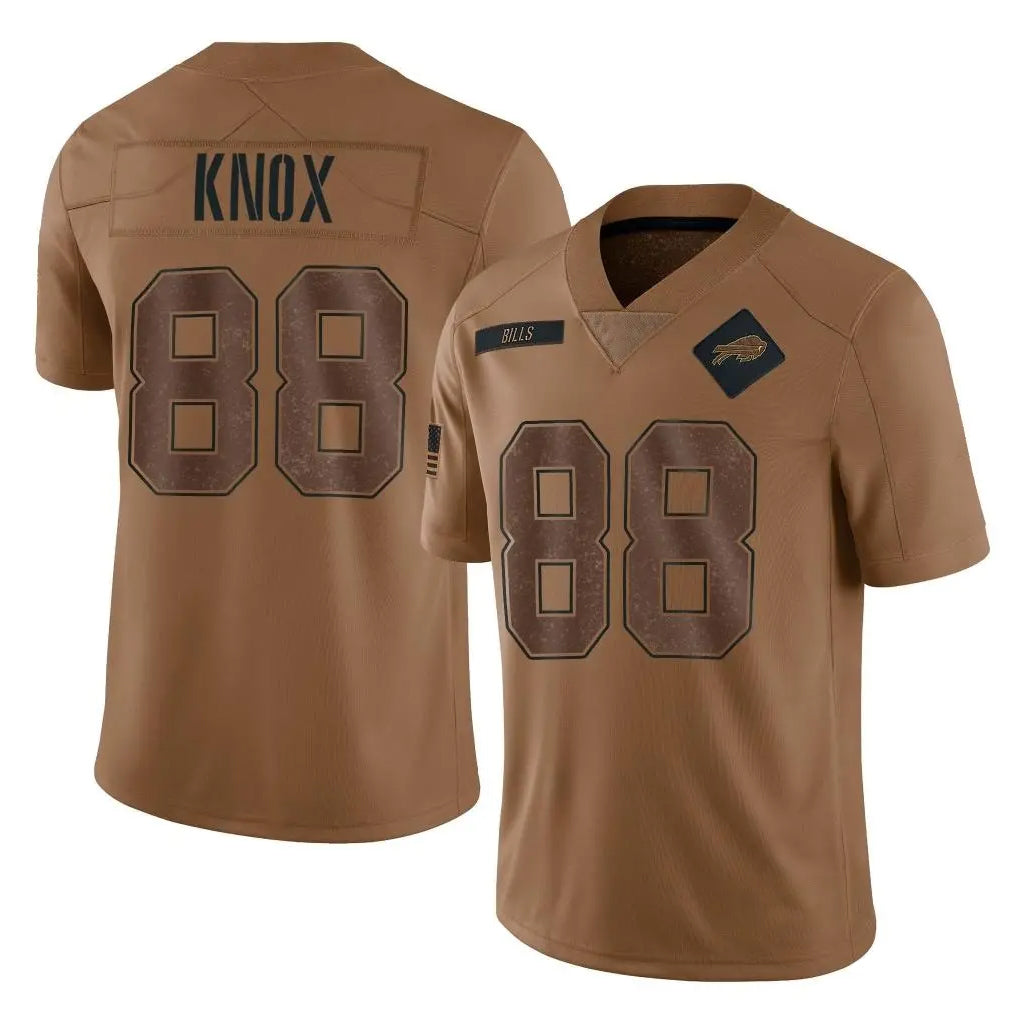 Elroe B.Bills #88 Dawson Knox Player Brown Salute To Service Limited Stitched Jerseys